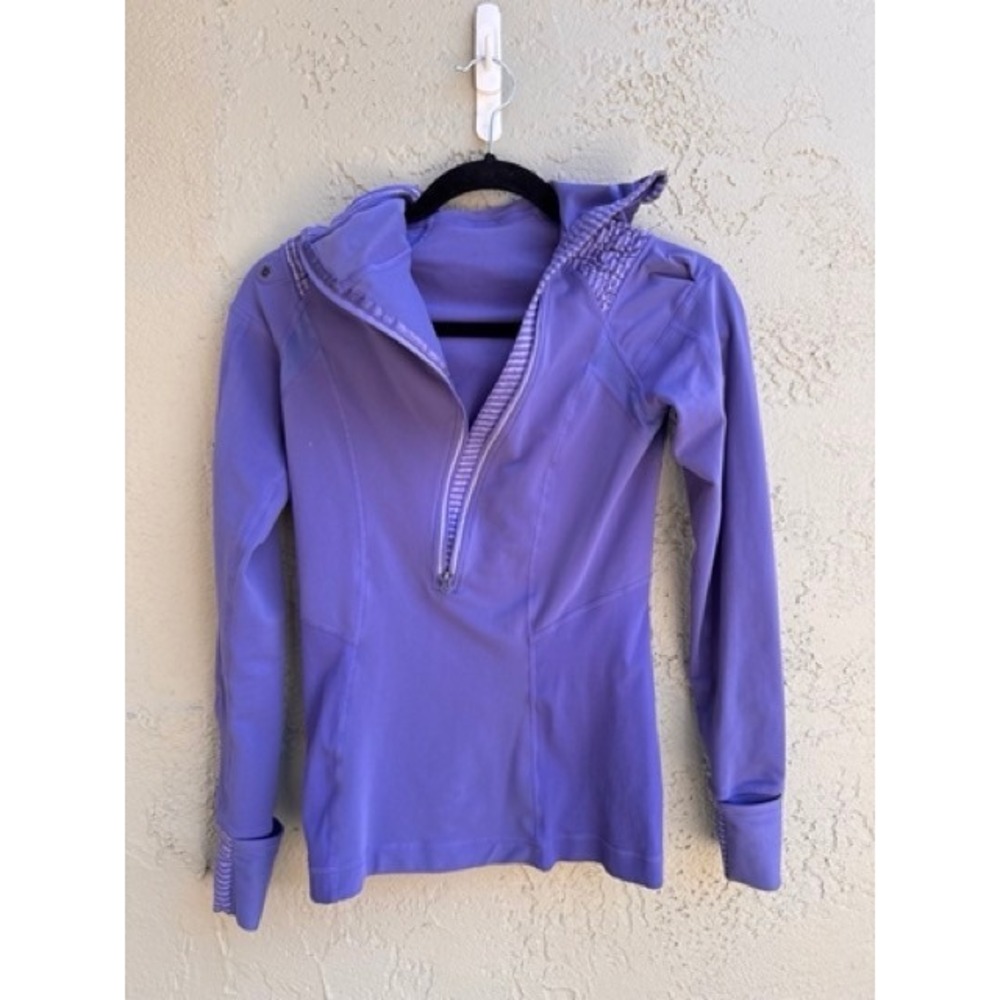 Lululemon Run Stay Warm Purple Asymmetrical Zip Hoodie Hoodie SZ 4 Athleisure - Picture 6 of 10